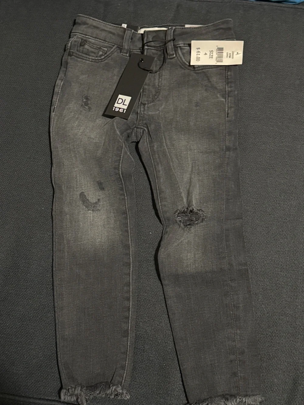 DL1961 Kids Distressed Skinny Jeans - Charcoal Gray